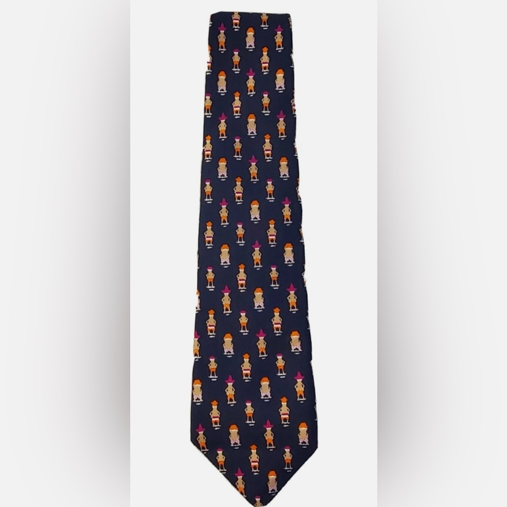 Allyn Italian Silk Navy Blue Patterned Men's Tie Whimsical Fun Men Beach Trunks